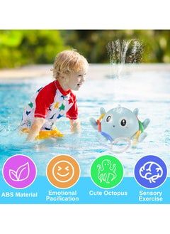 Dominy Baby Bath Toy Electric Sprinkler Octopus Bath Toy With Light And Music Automatically,With 8PCS Ring Toss, Spray Water Toys for Toddlers  - Image 4
