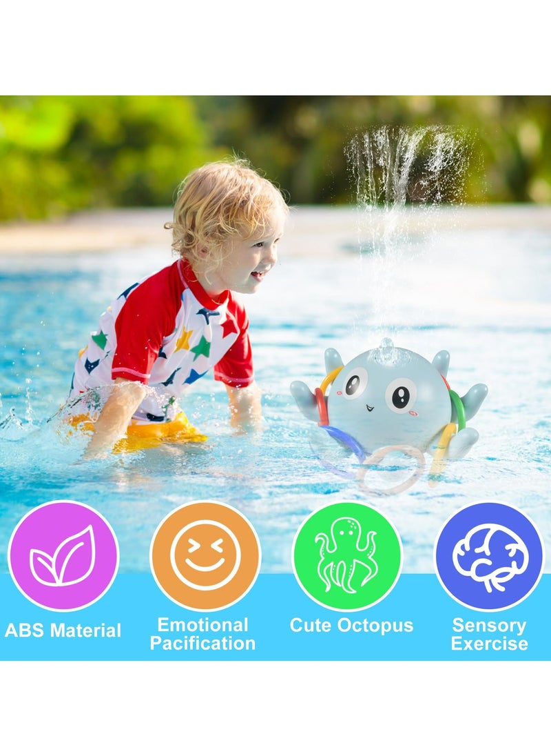 Dominy Baby Bath Toy Electric Sprinkler Octopus Bath Toy With Light And Music Automatically,With 8PCS Ring Toss, Spray Water Toys for Toddlers  - Image 4