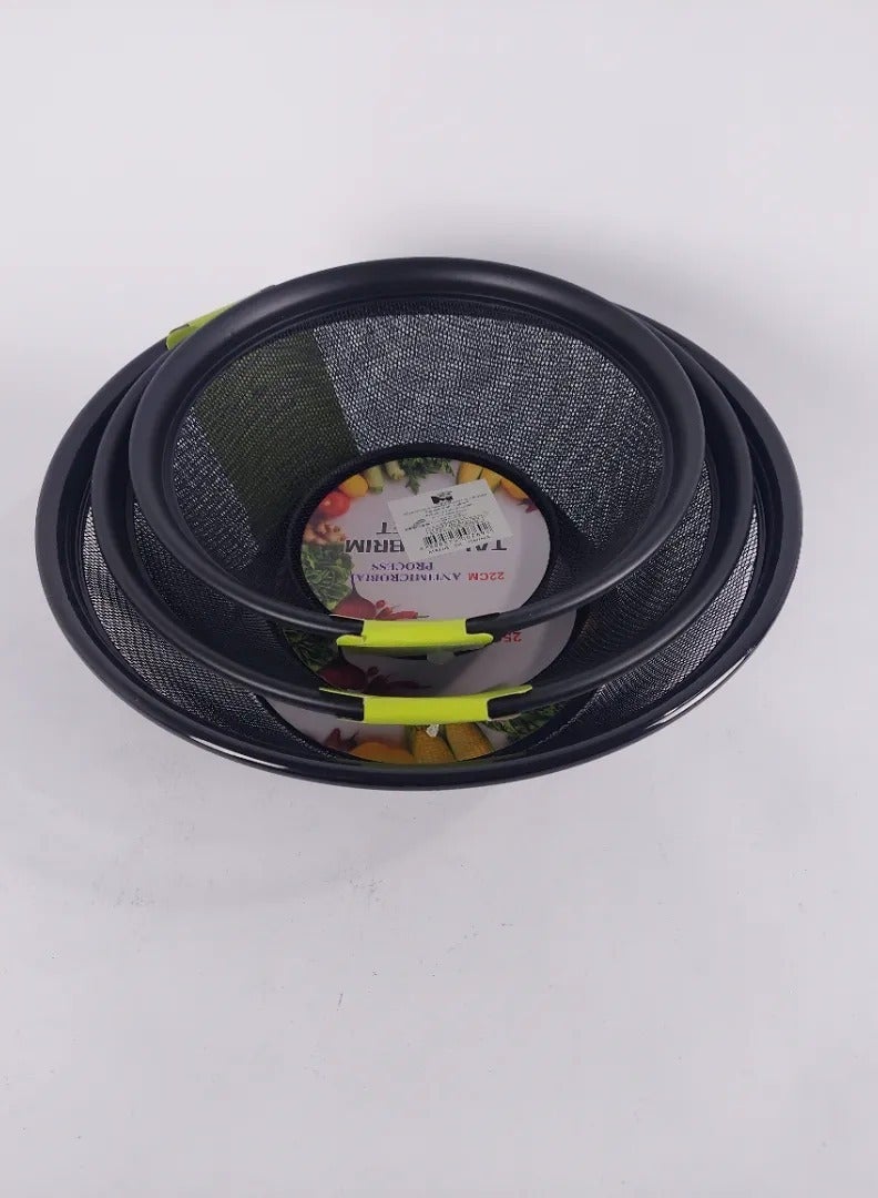 طقم مصفاة لوكس عالي الجودة 3 قطع 3 مقاسات 22...25...28... اسود اللون - Image 1