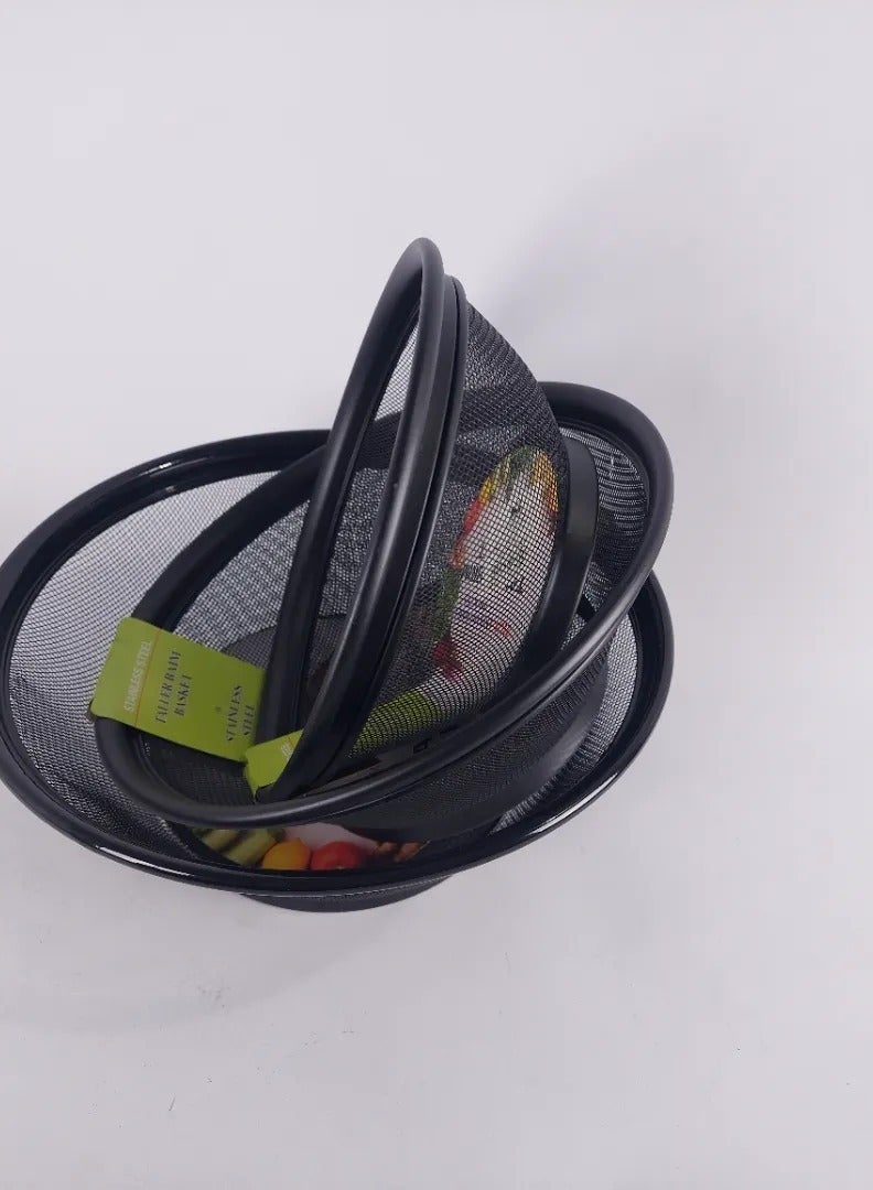 طقم مصفاة لوكس عالي الجودة 3 قطع 3 مقاسات 22...25...28... اسود اللون - Image 3