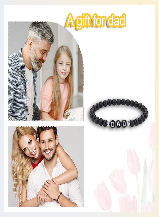 هدايا عيد الأب من يانغ تشيان، هدية عيد ميلاد من الابنة أو الابن، سوار خرز أسود، هدايا للآباء الذين يملكون كل شيء، سوار مطاطي من الأحجار الطبيعية للأب - Image 2