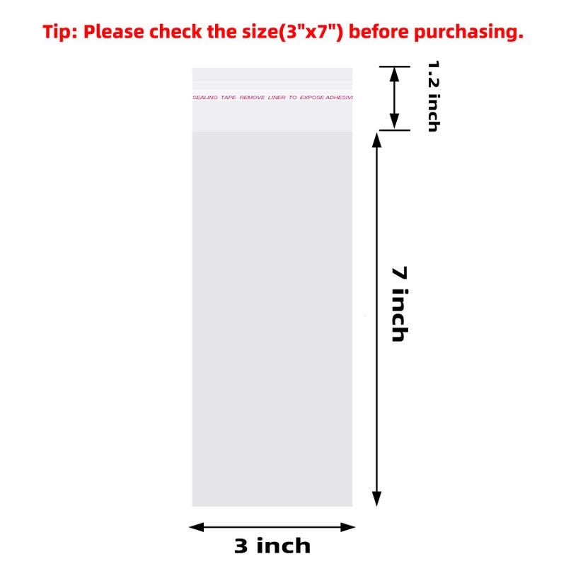 Morepack Self Sealing Cellophane Bags Self Adhesive,3x7 Inches Clear Resealable Cellophane Bags 200 Pieces - Image 2