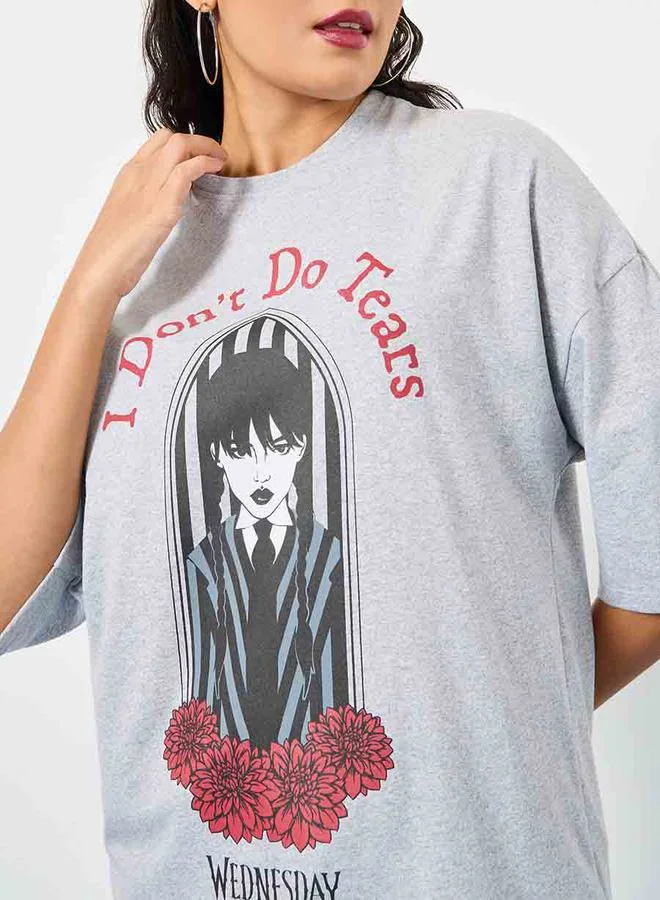 ستايلي Oversized Wednesday Graphic Drop Shoulder T-Shirt