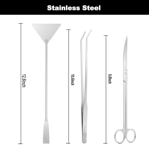 Carefree Fish Aquarium Gravel Cleaner 15~30In Multi-Functional Syphon Feeding Tube Upgraded Turkey Baster Stainless Steel Long Tweezers Long Scissors Long Base Leveling Shovel - Image 4
