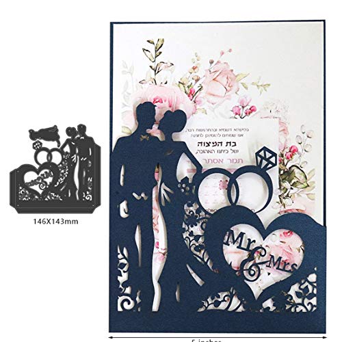 DDeehs Love Heart Die Cuts,Couple Wedding Mr&Mrs Diamond Ring Cutting Dies Cuts for Invitation DIY Album Card Making Embossing Scrapbooking Stencils Decoration - Image 1