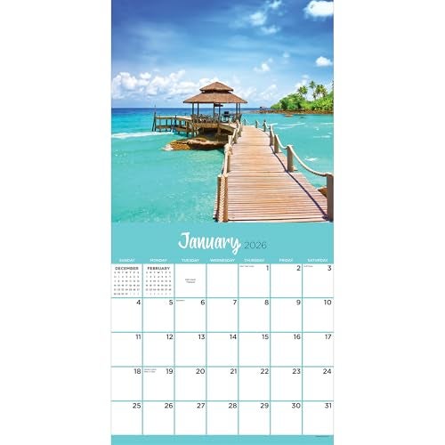 TF Publishing 2026 Tropical Escapes Wall Calendar - Large Grids for Appointments and Scheduling - Vertical Monthly Wall Calendar 2026 w/Premium Gloss Paper for Home and Office Organization - 12x12in - Image 2