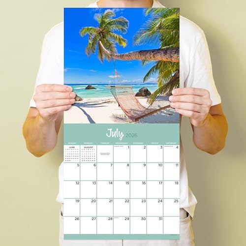TF Publishing 2026 Tropical Escapes Wall Calendar - Large Grids for Appointments and Scheduling - Vertical Monthly Wall Calendar 2026 w/Premium Gloss Paper for Home and Office Organization - 12x12in - Image 5
