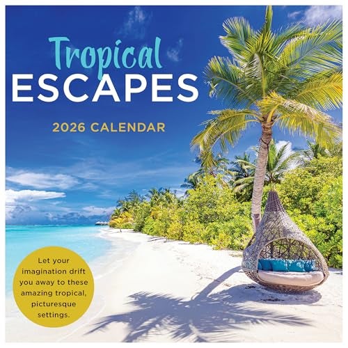TF Publishing 2026 Tropical Escapes Wall Calendar - Large Grids for Appointments and Scheduling - Vertical Monthly Wall Calendar 2026 w/Premium Gloss Paper for Home and Office Organization - 12x12in - Image 1