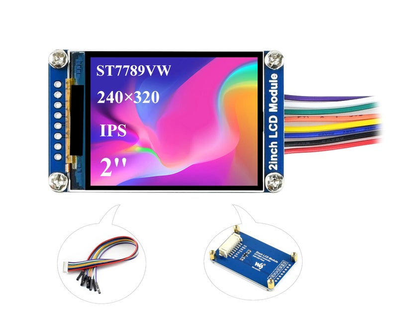 Waveshare شاشة LCD صغيرة 2 بوصة من Waveshare - متوافقة مع Raspberry Pi/Arduino/STM32، دقة 240x320، شاشة IPS LCD، 262K لون RGB، محرك ST7789VW مدمج، واجهة SPI - Image 1
