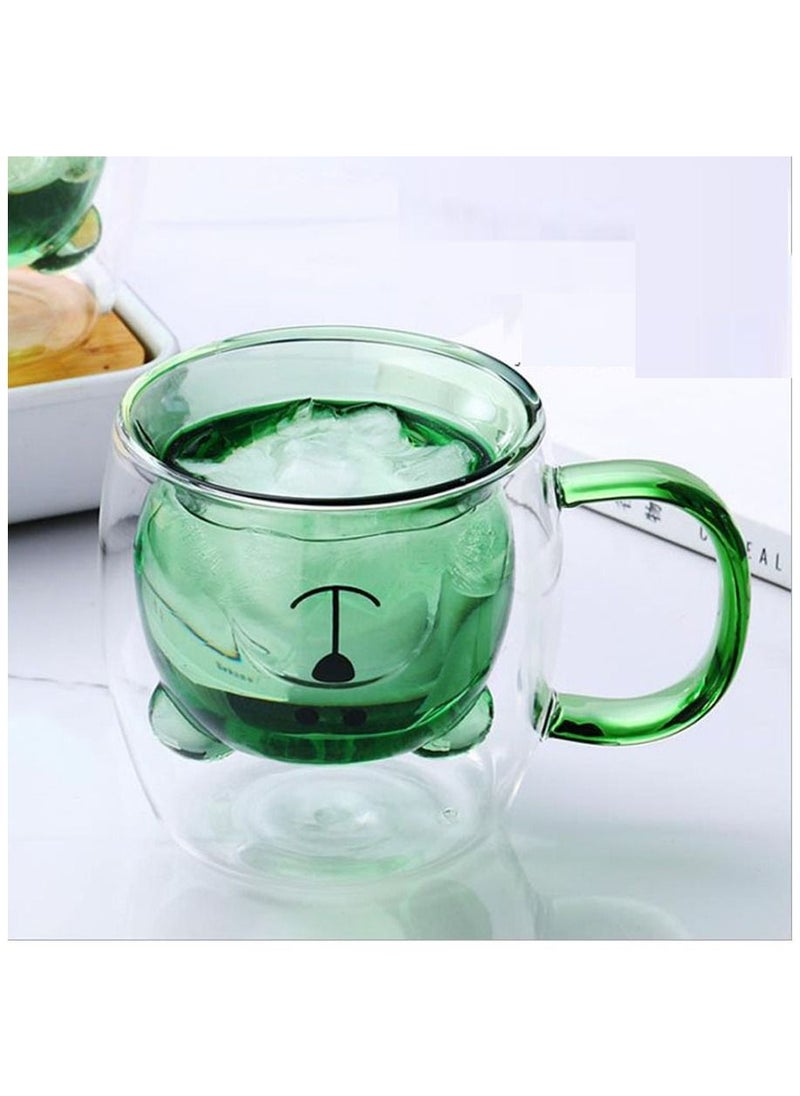 double glass with handle - inverted bear shape