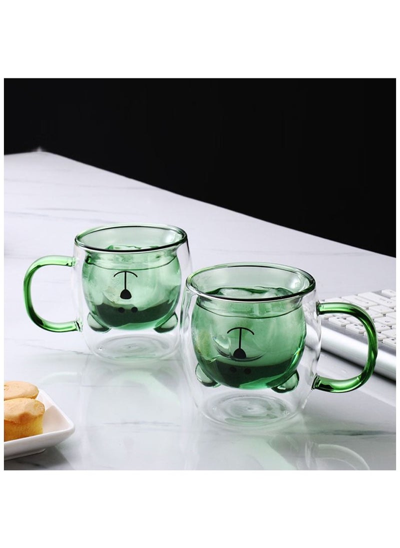 double glass with handle - inverted bear shape