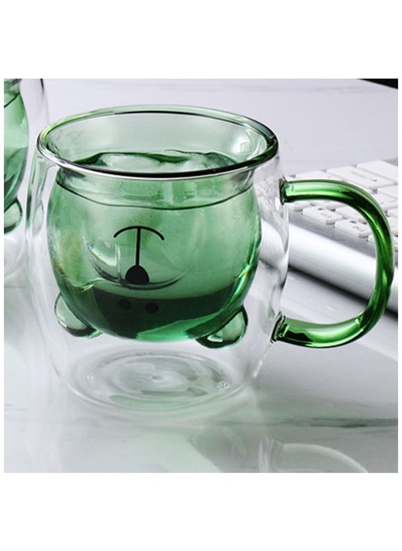 double glass with handle - inverted bear shape