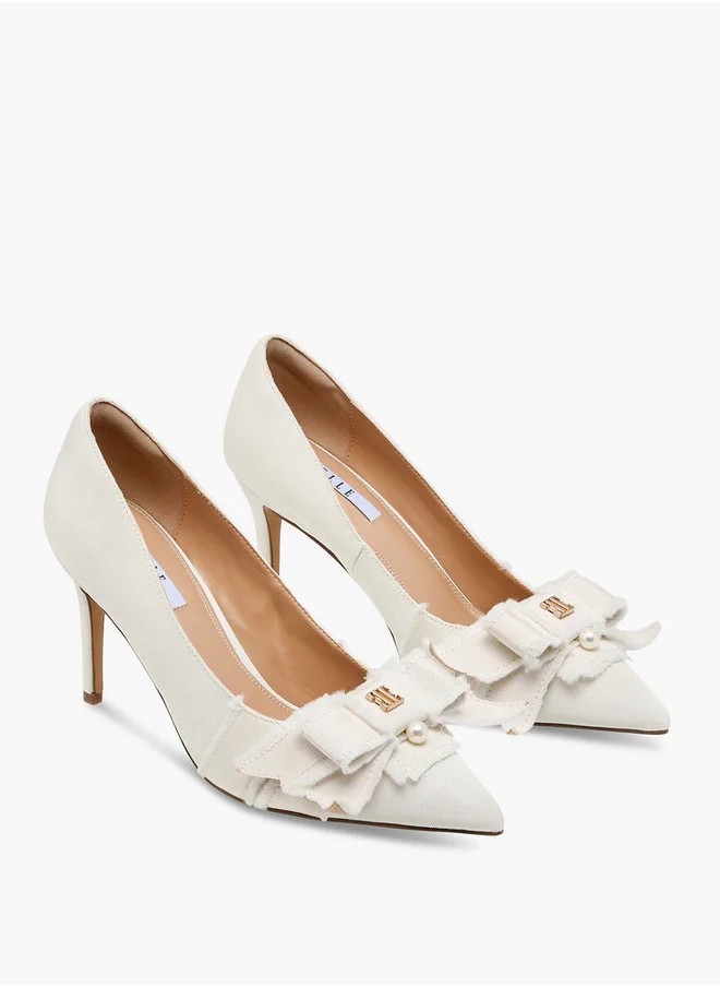 ايل Women's Bow Accent Slip-On Pumps with Stiletto Heels