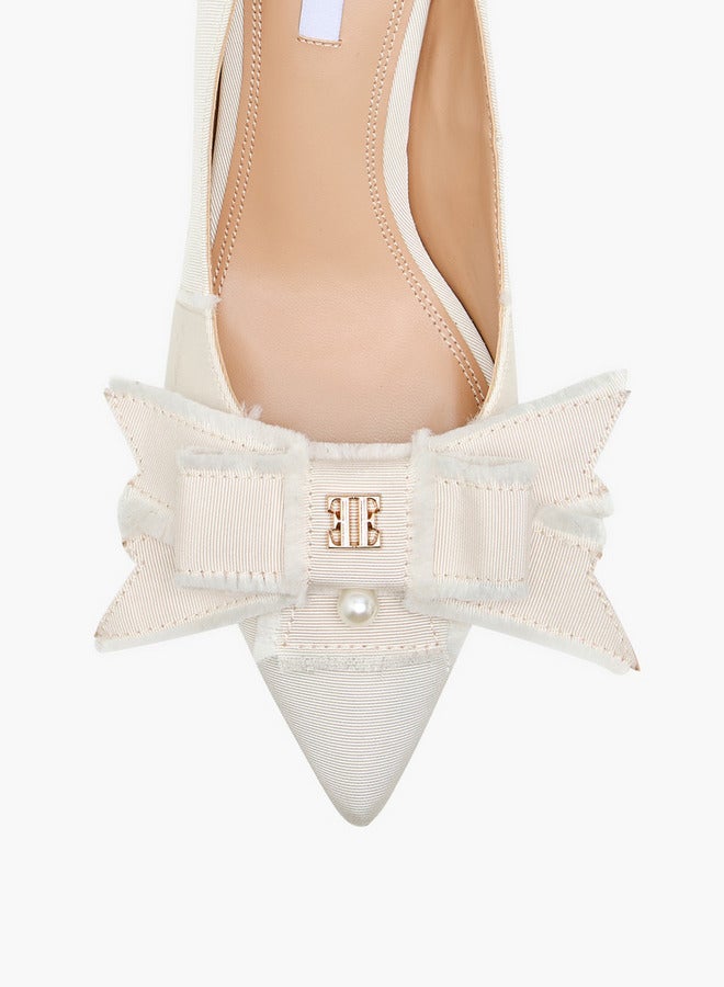 ELLE Women's Bow Accent Slip-On Pumps with Stiletto Heels  - Image 4