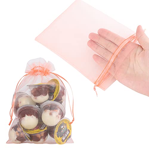 Ponpon 100pcs Assorted Color Organza Bags, 5x7 inches Mesh Bags Drawstring Bags for Candy Jewellery Random Color - Image 4
