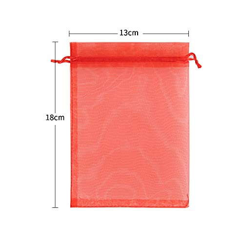 Ponpon 100pcs Assorted Color Organza Bags, 5x7 inches Mesh Bags Drawstring Bags for Candy Jewellery Random Color - Image 2