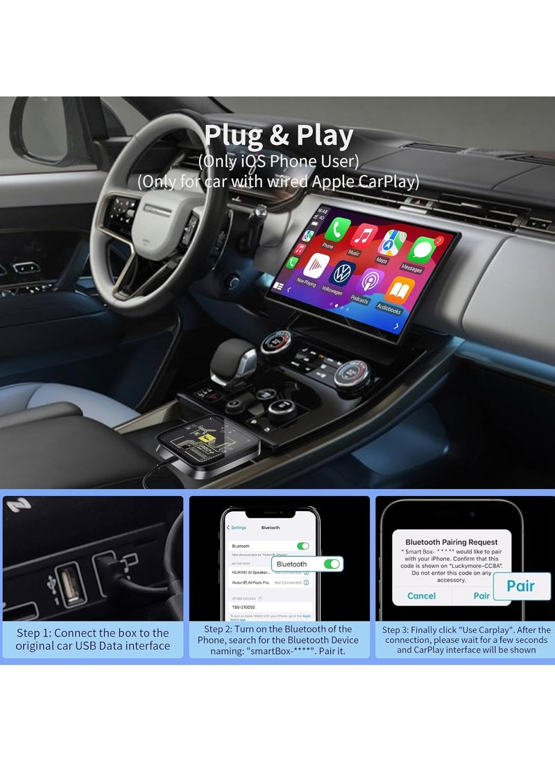KASTWAVE - Wireless CarPlay Adapter - Plug & Play AI Box for Wired CarPlay Vehicles, Supports iOS 10+, Retains Original Controls, Enhanced Navigation, Music, Phone Calls, and Siri Assistant - Image 1