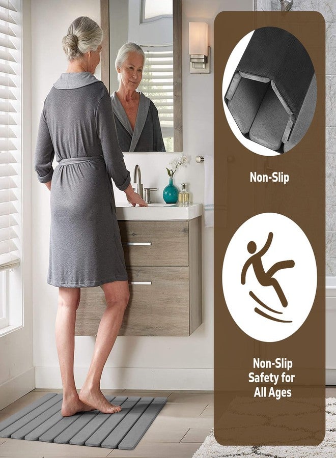 tdcokhe Foldable Stone Bath Mat, 2 PCS Quick-Dry Diatomaceous Earth Stone Drying Mat for Bathroom, Non-Slip Rubber Base, Shower Mat Outside Shower, Easy to Store, Easy to Clean (Grey 24"×16" & 8"x4") - Image 5
