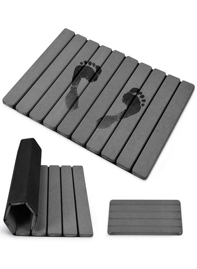 tdcokhe Foldable Stone Bath Mat, 2 PCS Quick-Dry Diatomaceous Earth Stone Drying Mat for Bathroom, Non-Slip Rubber Base, Shower Mat Outside Shower, Easy to Store, Easy to Clean (Grey 24"×16" & 8"x4") - Image 1