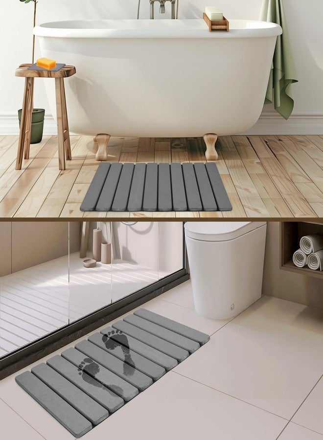 tdcokhe Foldable Stone Bath Mat, 2 PCS Quick-Dry Diatomaceous Earth Stone Drying Mat for Bathroom, Non-Slip Rubber Base, Shower Mat Outside Shower, Easy to Store, Easy to Clean (Grey 24"×16" & 8"x4") - Image 2