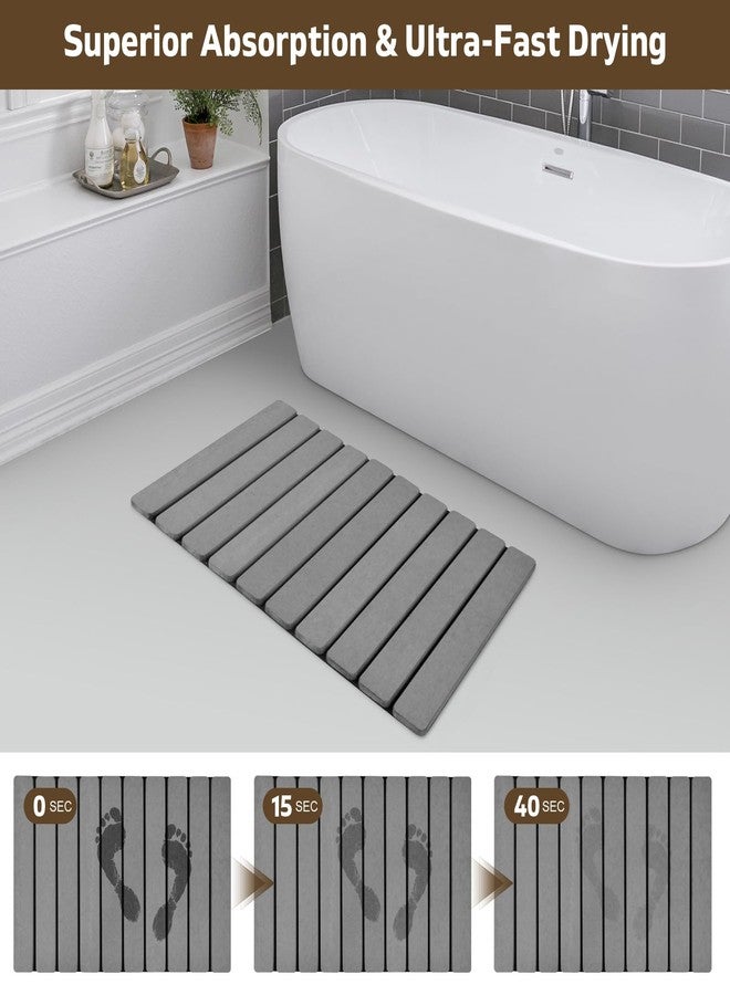 tdcokhe Foldable Stone Bath Mat, 2 PCS Quick-Dry Diatomaceous Earth Stone Drying Mat for Bathroom, Non-Slip Rubber Base, Shower Mat Outside Shower, Easy to Store, Easy to Clean (Grey 24"×16" & 8"x4") - Image 3