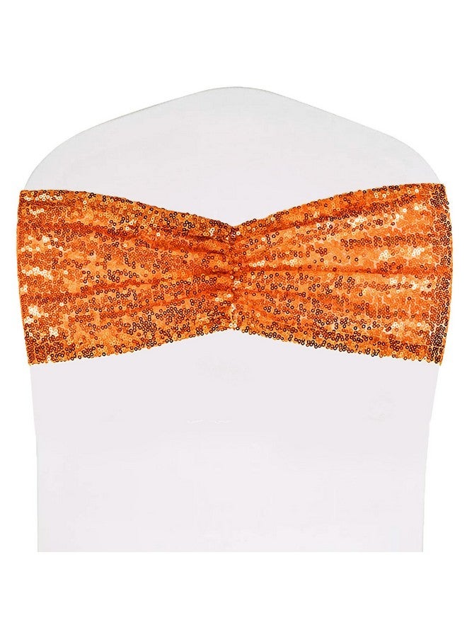 SquarePie 50 Pcs Sequin Chair Sashes Orange Sequin Sashes Bands Decorative Chair Ties For Wedding Party Festive Chair Cover Decor - Image 2