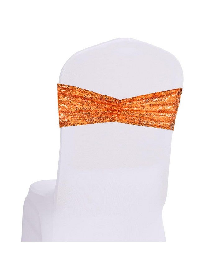 SquarePie 50 Pcs Sequin Chair Sashes Orange Sequin Sashes Bands Decorative Chair Ties For Wedding Party Festive Chair Cover Decor - Image 1