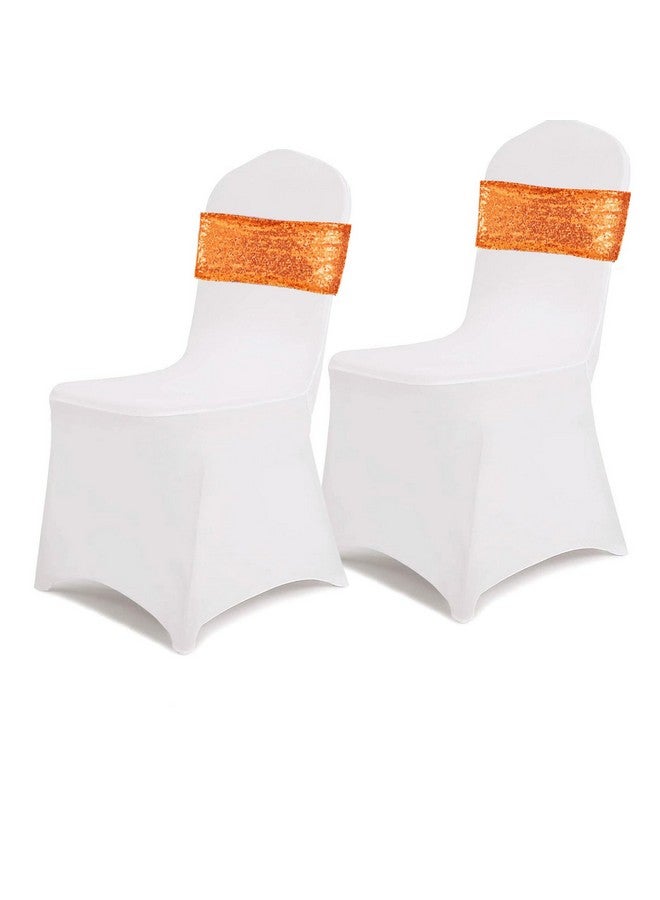 SquarePie 50 Pcs Sequin Chair Sashes Orange Sequin Sashes Bands Decorative Chair Ties For Wedding Party Festive Chair Cover Decor - Image 3
