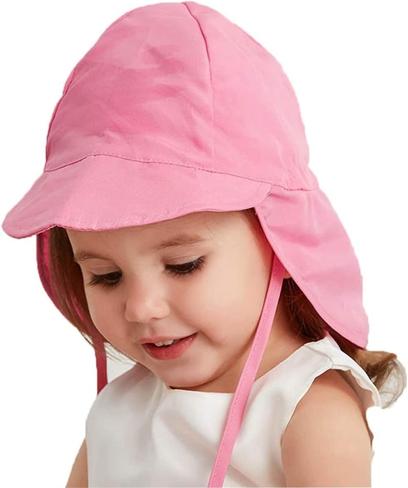 Luckam Baby Sun Hat, UPF50+ Kids Sun Hat with Neck Flap, Unisex Adjustable Children Wide Brim Summer Sun Protection Mesh Bucket Beach Hat Kid Bucket Cap for 3-18 Months (Pink) - Image 1