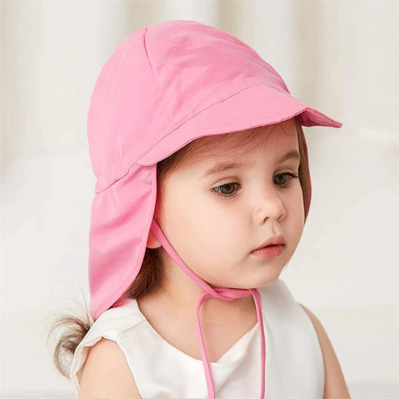 Luckam Baby Sun Hat, UPF50+ Kids Sun Hat with Neck Flap, Unisex Adjustable Children Wide Brim Summer Sun Protection Mesh Bucket Beach Hat Kid Bucket Cap for 3-18 Months (Pink) - Image 2