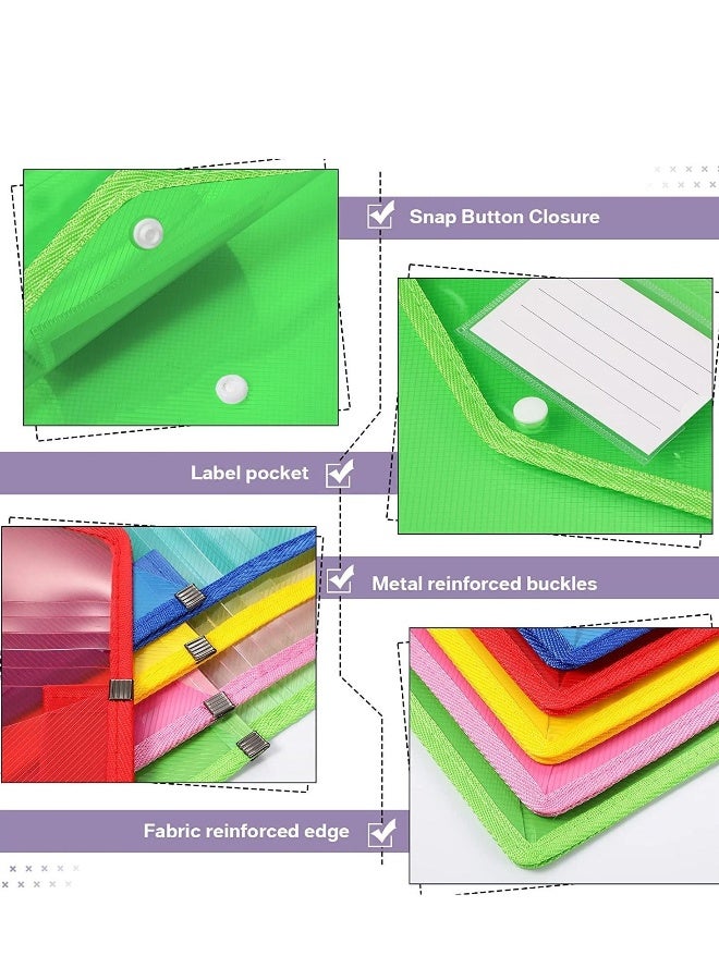 Generic Plastic File Folders Envelope, 10 Pieces Expanding Wallet Organizer Documents Folder with Snap Closure and Pocket, A4 Size Waterproof Transparent Pouch for School  - Image 2