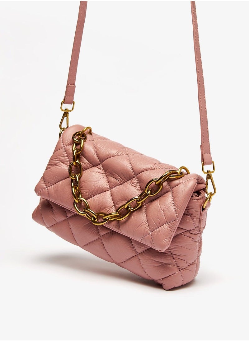 shoexpress - Quilted Crossbody Bag with Metallic Chain Strap - Image 1