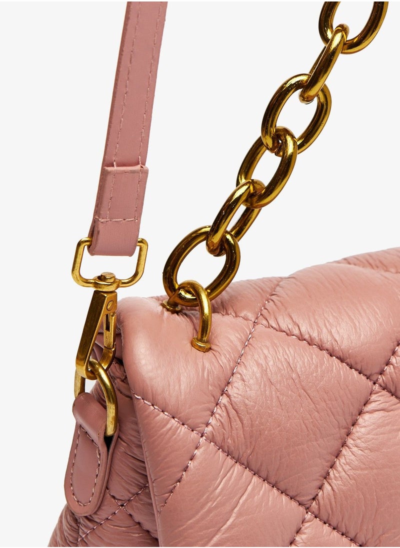 shoexpress - Quilted Crossbody Bag with Metallic Chain Strap - Image 1