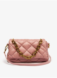 Quilted Crossbody Bag with Metallic Chain Strap