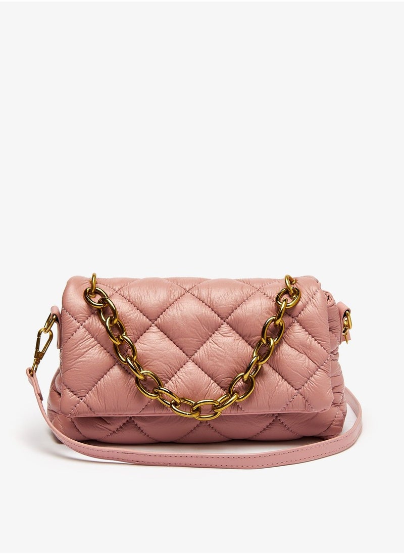 shoexpress - Quilted Crossbody Bag with Metallic Chain Strap - Image 1