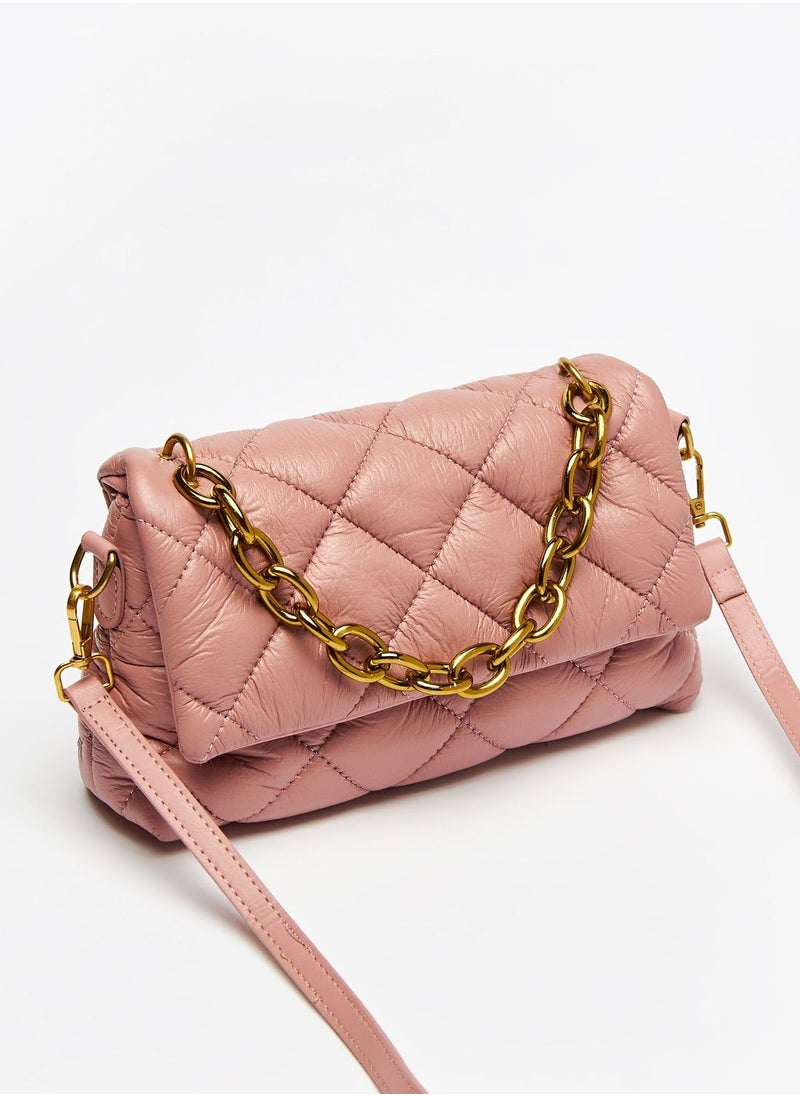shoexpress - Quilted Crossbody Bag with Metallic Chain Strap - Image 1