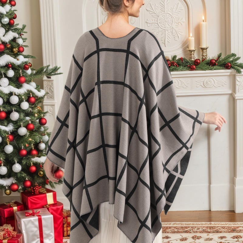 fauson Shawl Wraps for Women Open Front Ponchos for Women for Fall Winter Pashmina(Oversized Sweaters Casual Shawls for Evening Dressing Blanket) - Image 4