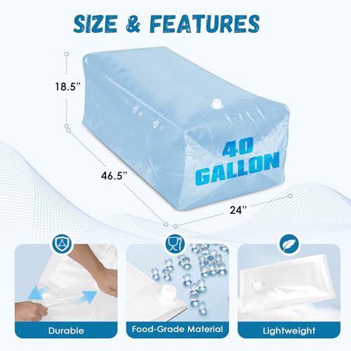 3 BUZZLETT 3 Pack 40 Gallon Water Storage Bladder, Heavy Duty Food-Grade Plastic Bag, BPA-Free, Foldable and Resuable. Ideal for Emergency Water Bank, Camping, Gardening & Agricultural Irrigation - Image 2