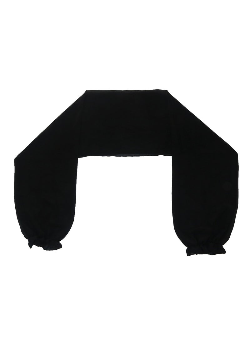 GUSGU Chiffon Sun Protection Shawl Arm Sleeves UV Protection Long Sleeve Shawl for Women Summer Outdoor Sports Black - Image 1