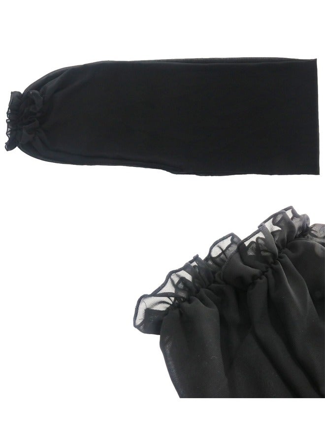GUSGU Chiffon Sun Protection Shawl Arm Sleeves UV Protection Long Sleeve Shawl for Women Summer Outdoor Sports Black - Image 4