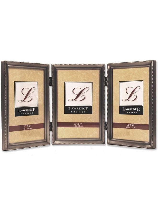 Lawrence Frames Bead Border Design, 4x6 Triple, Pewter