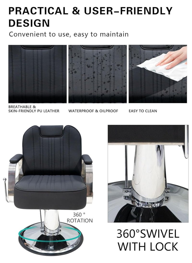 Meishida - Reclining Ladies Salon Chair 360 Degrees Swivel Barber Chair Styling Chair with Hydraulic Pump Free Installation - Image 1