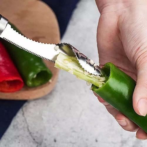 HomeAra Stainless Steel Serrated Seed Remover, Pepper Corer, Seed Remover,Chili Corer Remover, Pepper Seed Remover, Multifunctional Kitchen Seed Remover, Kitchen Tools (Pack of-2) - Image 4