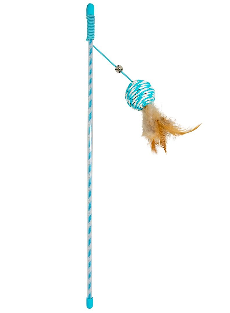 Playing Rod Catchy Paper Ball Blue Toy For Cats 41x4x3.5cm