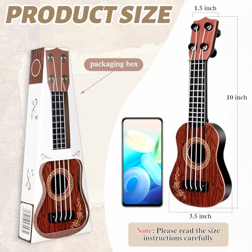 XGHSHW 10 Inch Kids Toy Guitar 6 Pcs Mini Toddler Guitars 4 Strings Guitar Ukulele Educational Learning Toy for Toddler Beginner - Image 5
