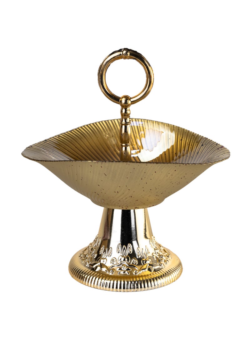 More Glassware 25Cm Meyra Candy Holder With Stand And Handle Red-Gold - Image 1