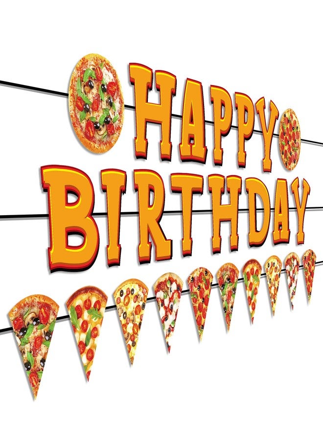Lide Road Pizza Birthday Banner Pizza Photo Pennant Banner Pizzas Happy Birthday Banners Slice Bunting Banners for Pizzas Theme Party Decoration Baby Shower - Image 3