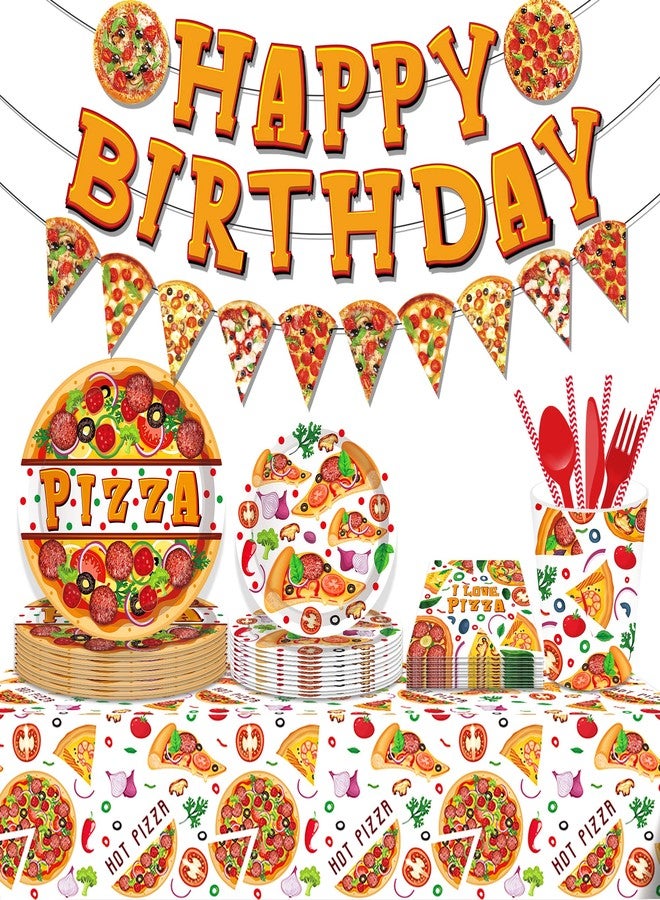Lide Road Pizza Birthday Banner Pizza Photo Pennant Banner Pizzas Happy Birthday Banners Slice Bunting Banners for Pizzas Theme Party Decoration Baby Shower - Image 4