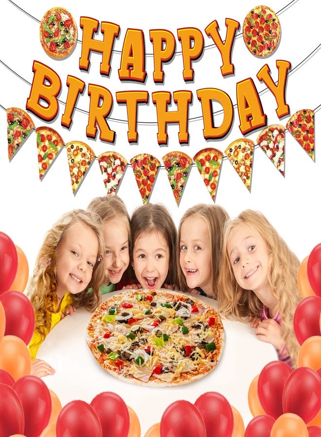 Lide Road Pizza Birthday Banner Pizza Photo Pennant Banner Pizzas Happy Birthday Banners Slice Bunting Banners for Pizzas Theme Party Decoration Baby Shower - Image 5