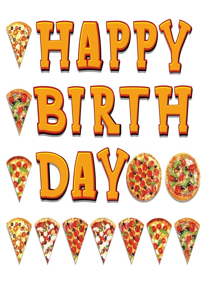 Lide Road Pizza Birthday Banner Pizza Photo Pennant Banner Pizzas Happy Birthday Banners Slice Bunting Banners for Pizzas Theme Party Decoration Baby Shower - Image 2